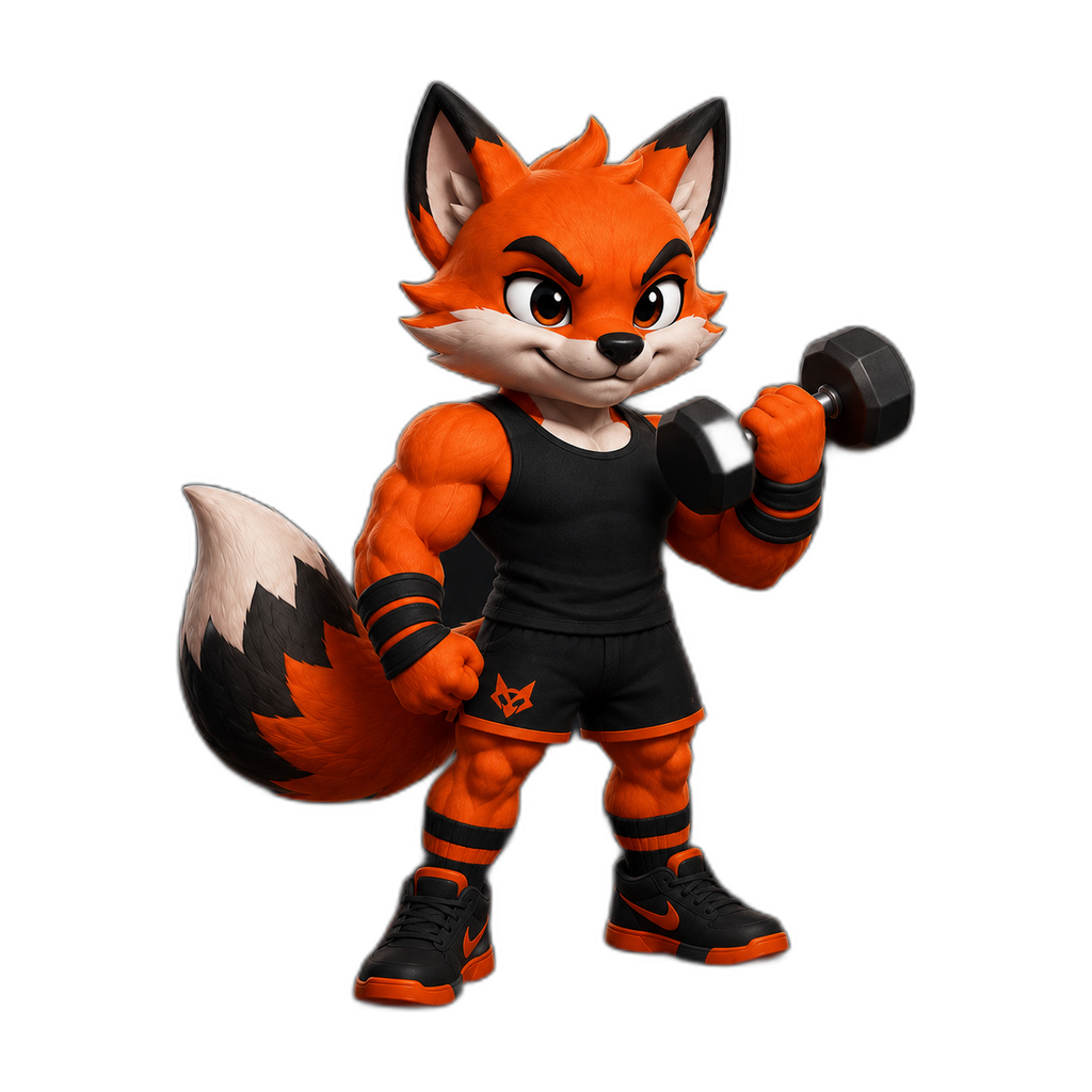 Forge Fox dumbbell widget pose